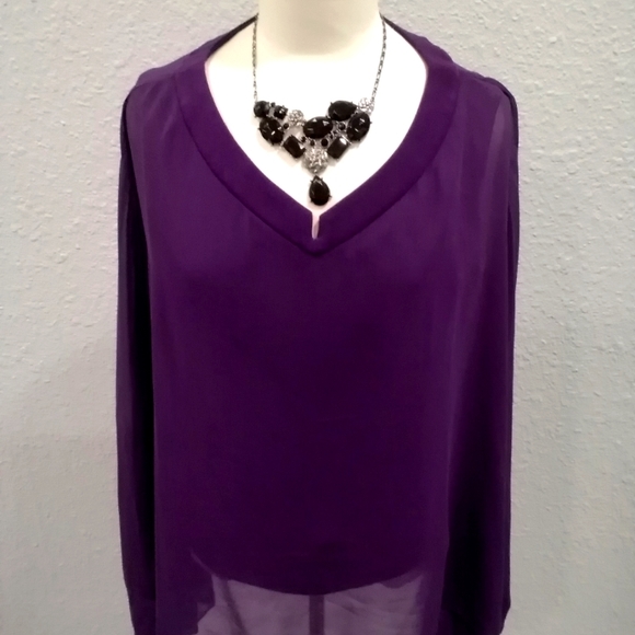 Joseph Ribkoff deep purple batwing sleeve blouse - Picture 1 of 6